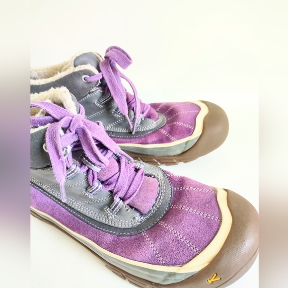 Keen Womens Purple Gray Suede Round Toe Casual Lace Up Ankle Snow Boot Size US 6 - Picture 5 of 11